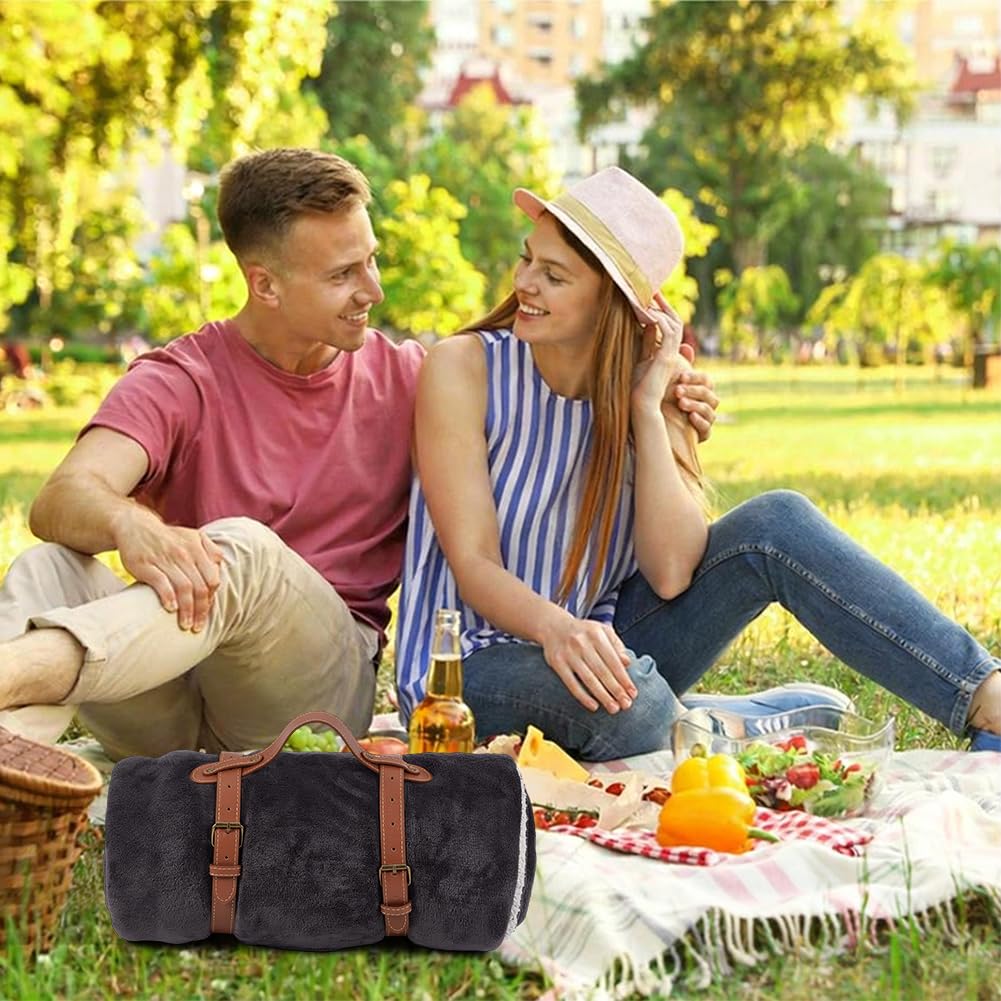 BENECREAT 3 Cinghia per Il Trasporto di Una Coperta Da Picnic In Pelle PU Da 70x30cm, Porta Tappetino Da Picnic Regolabile per Moto, Cinghia per Tappeto Da Letto, Escursioni, Campeggio