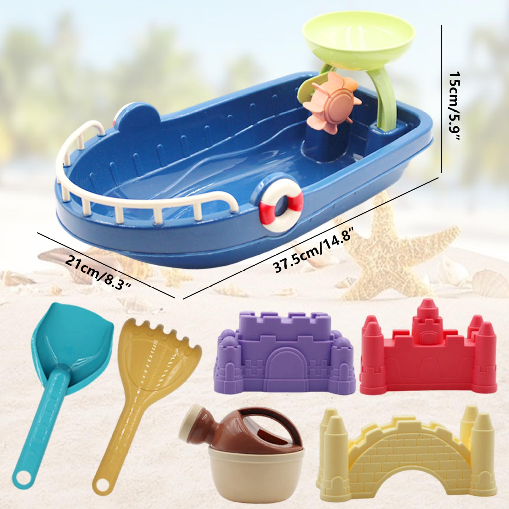Giochi con sabbiera, Giochi con Sabbia da Spiaggia - Castello di Sabbia con Pala e Set di rastrello per Bambini e Adulti, Set da Gioco per Spiaggia, sabbiera, Neve