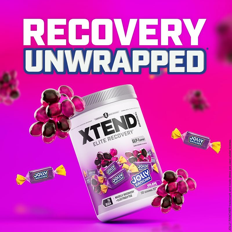 Xtend Original BCAA Powder with Zero Sugar, Jolly Rancher Grape, 30 Serv | Supports muscle repair, hydration and endurance with L-glutamine and essential electrolytes. image 5