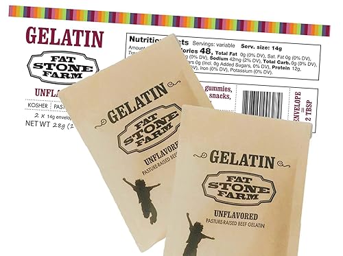 Miniatura 2 de Fat Stone Farm Polvo de gelatina de carne kosher (sin sabor), 2 paquetes de papel de  oz (nuevo)