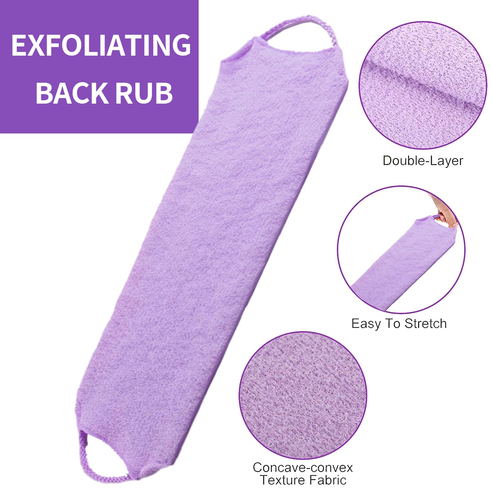 Linkidea 8er Set Peeling-Handtücher Mit Griffen – Dehnbar, 49x20,8 Cm Für Rücken & Körper