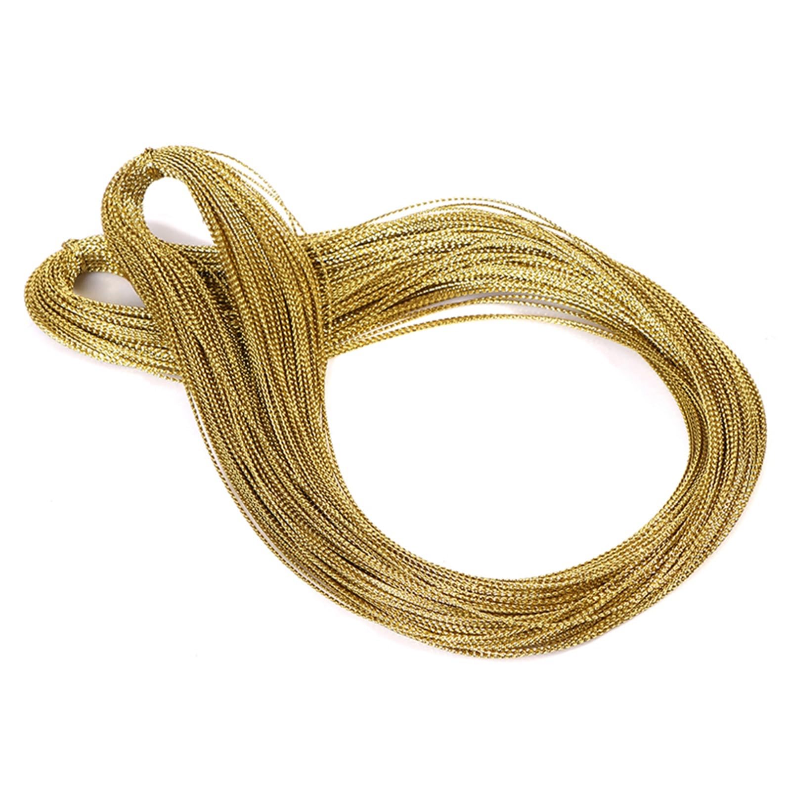 Nylon Cord Thread 18pcs 100m Rope Gold Silver Cord Gift Packaging String Metallic Jewelry Thread for Bracelets Macrame(Light Golg)