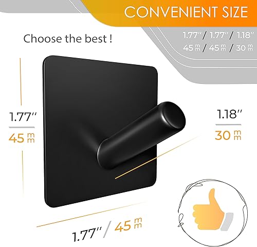 Miniatura 9 de SAYONEYES Ganchos autoadhesivos para toallas de baño, color negro mate, para montar en la puerta de baño, tiras fuertes de acero inoxidable SUS304