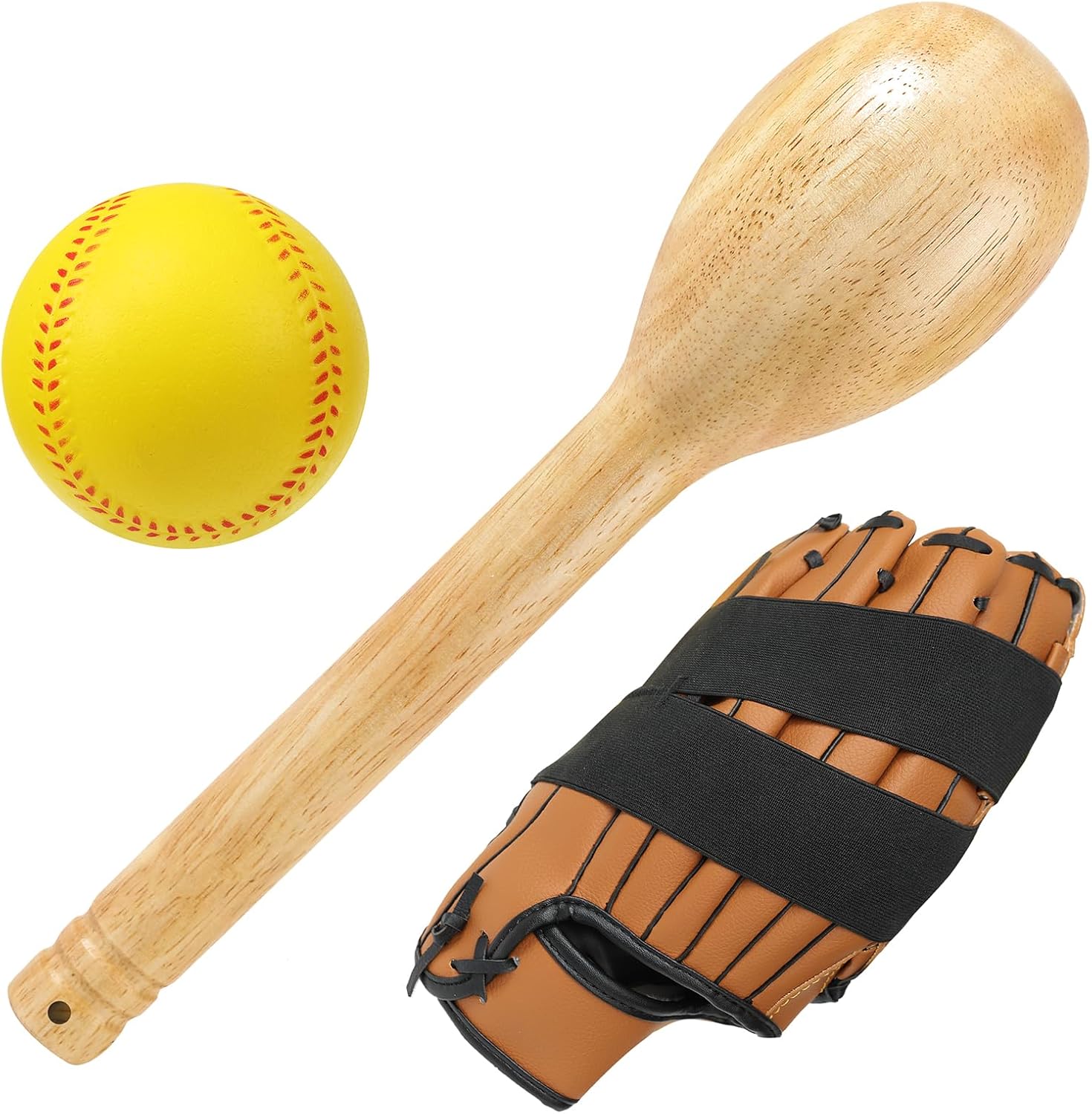 Baseball Glove Break-in kit, One Piece Structure Baseball & Softball Glove Mallet, Glove Wrap Band, Practice Ball, Baseball Mitts Shaping Hammer for Adult Youth Catchers