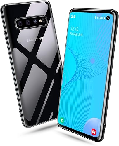 Bewahly Cover Samsung Galaxy S10  Ultra Sottile Placcatura Trasparente Custodia TPU Morbida Silicone Protettiva Cover Case  Antiurto  Antiscivolo  AntiGraffio  per Samsung S10 Nero