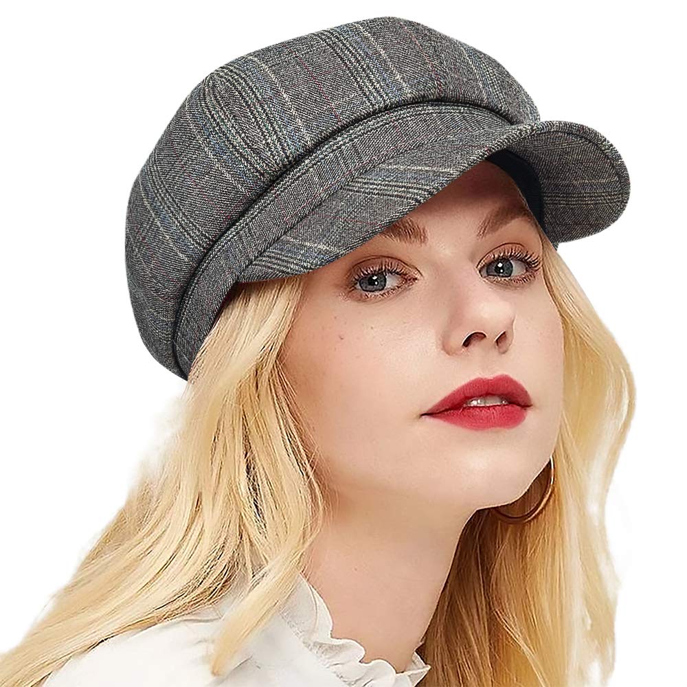 ColorSun Women's Newsboy Caps Newsboy Hats for Women Cabbie Fiddler Octagonal Paperboy Hat - grey - One Size