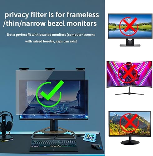 Miniatura 38 de Paquete de 2 pantallas magnéticas colgantes de privacidad para computadora de 27 pulgadas para monitor de pantalla ancha de 16:9, pantalla de