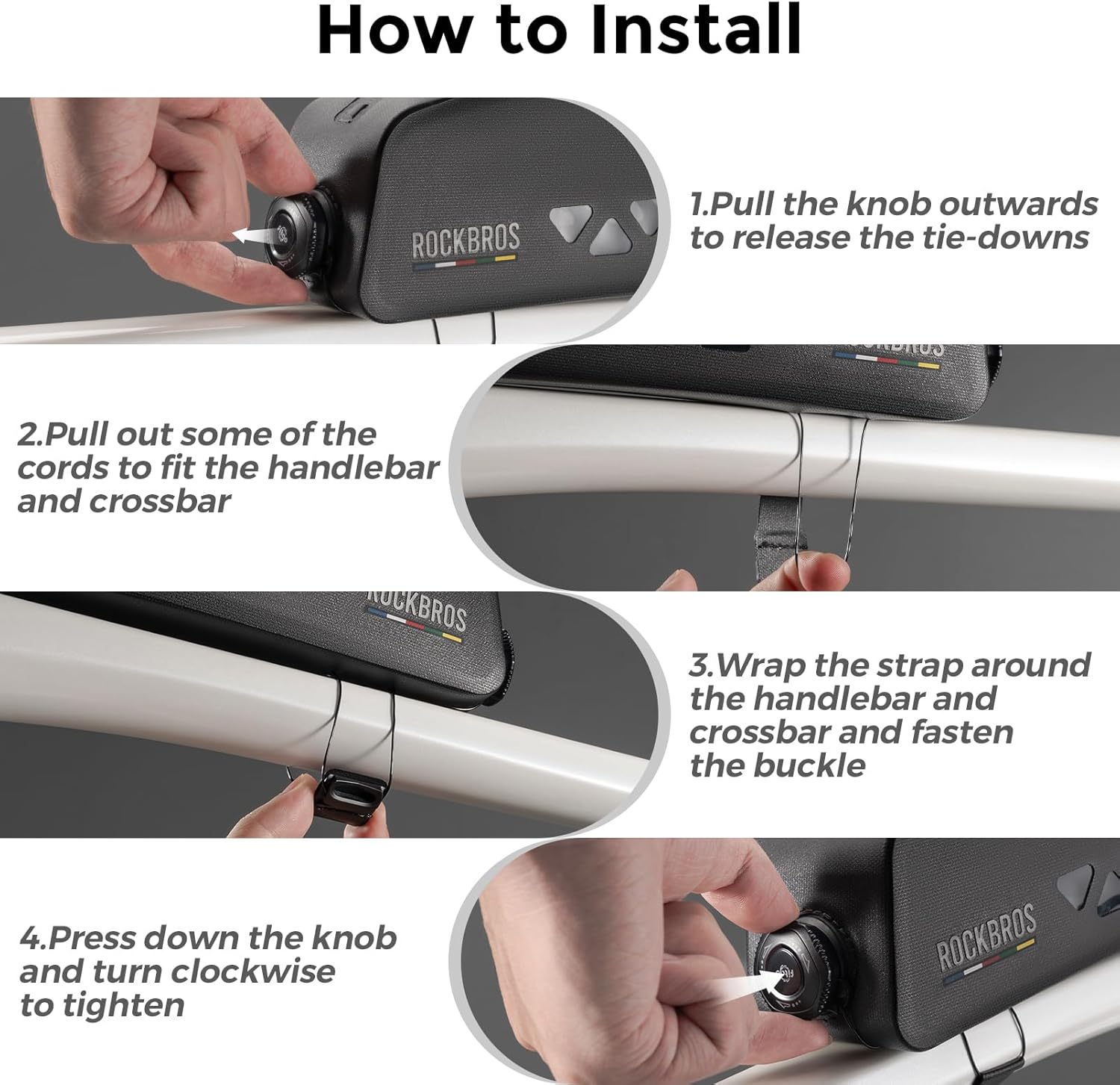 ROCKBROS Top Tube Bike Bag Waterproof Bike Frame Bag Lightweight Buckle Lock Design TPU Material Top Tube Bag Easy Install Cycling Top Tube Front Frame Pack 1L Capacity - Image 7