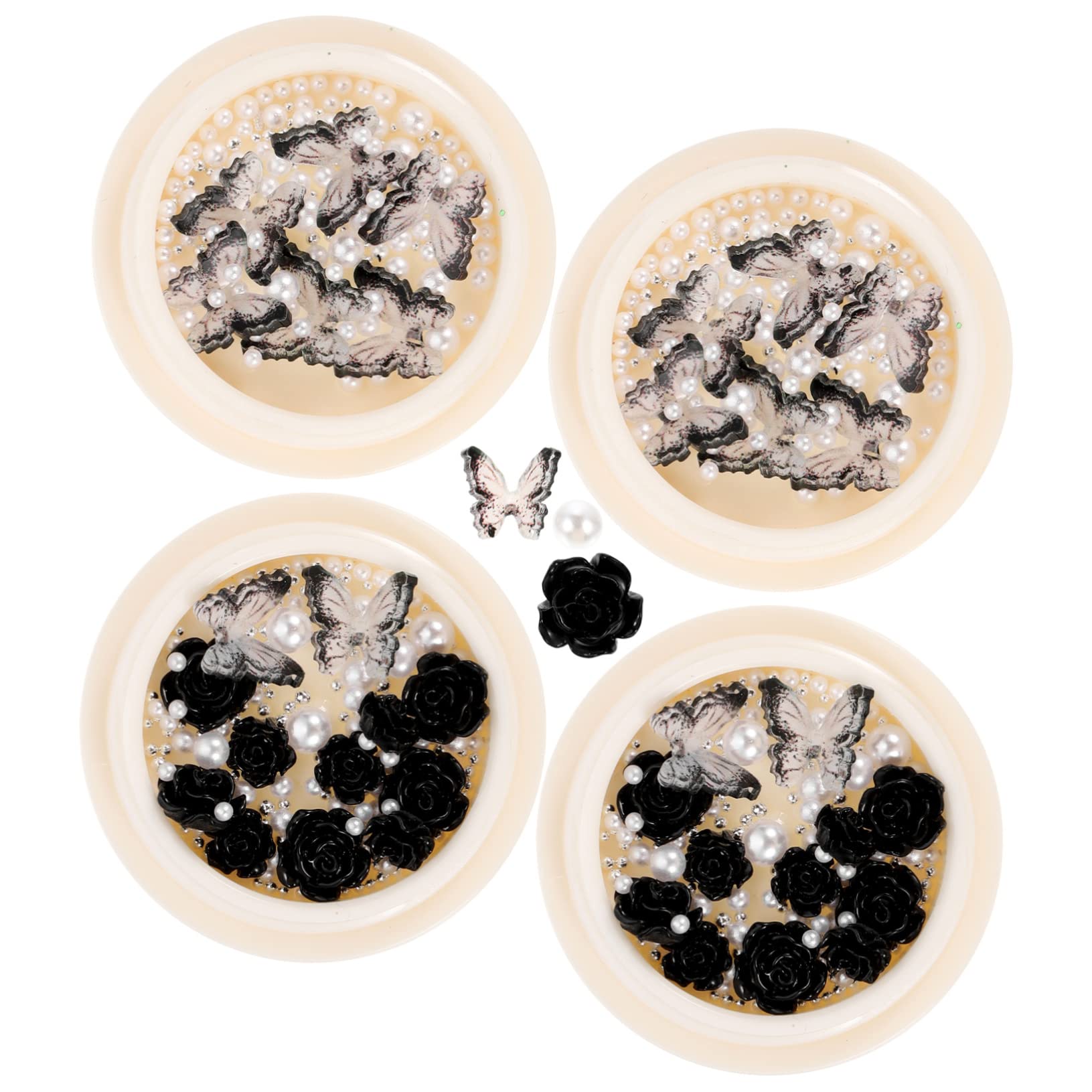 VICASKY 5 Set Shinestone Di Nera Ciondoli Per Unghie Strass Adesivo Arredamento Per Unghie Ciondolo Cristalli Decorazioni Unghie Resina 4 Scatole*5