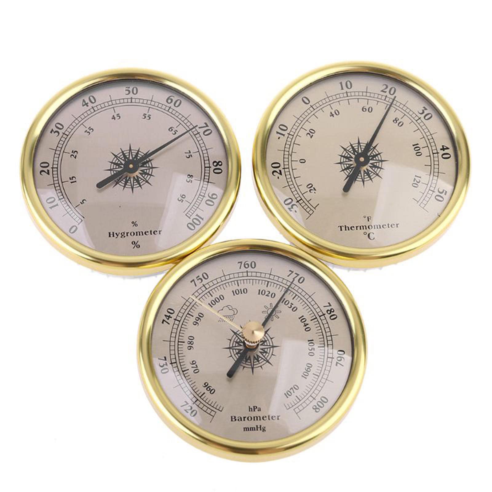 Barometr analogowy, barometr, barometr, termometr, higrometr, barometry do domu, 3-częściowy zestaw 72 mm termometr, higrometr barometr, do ściany domu, łódź rybacka