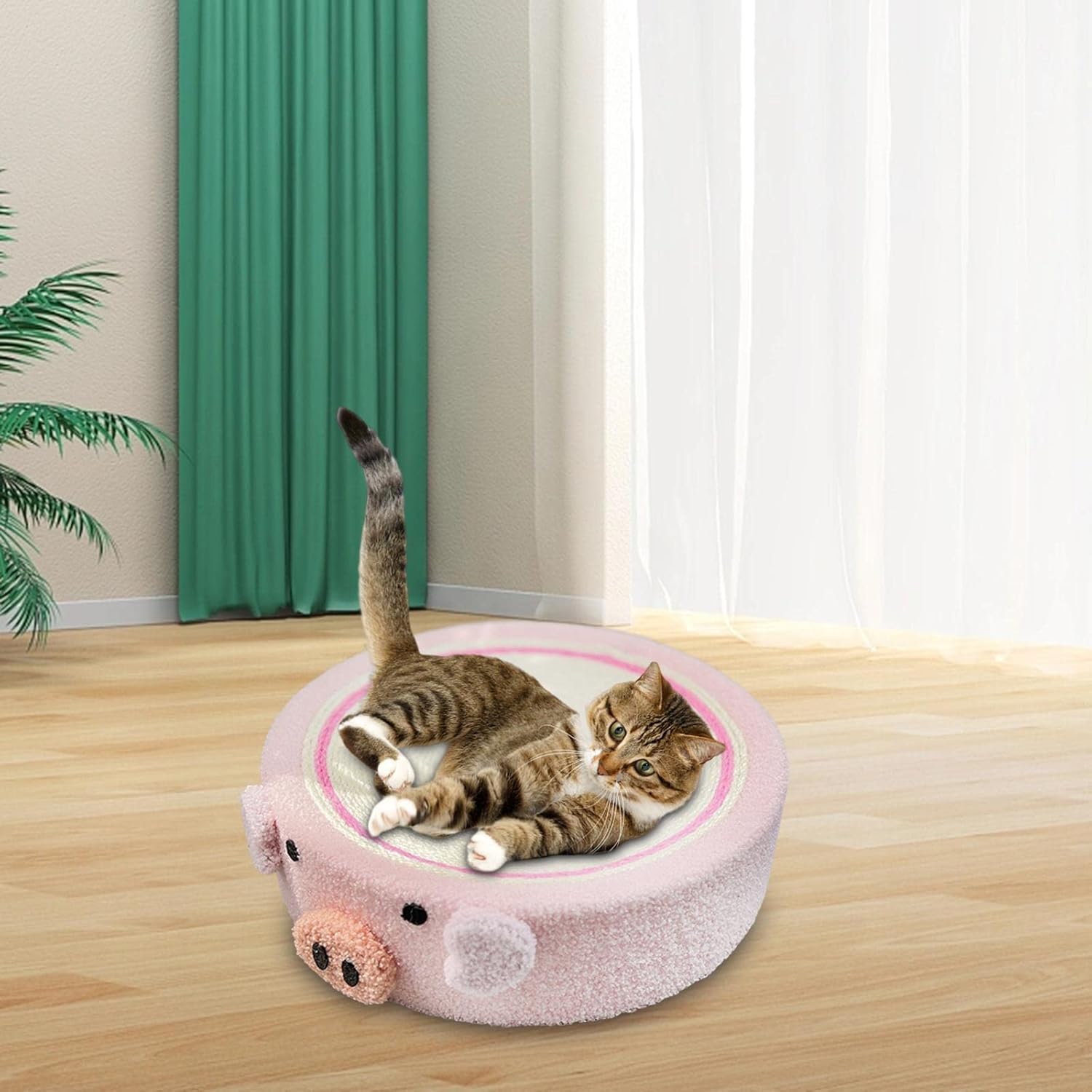 review Cats Scratcher Bowl Scratcher Board Couch Mat Scratching Board Scratching Lounge Bed Scratch Pad Nest for Sleeping, Kitten, Resting, Kitty, Pink Pig