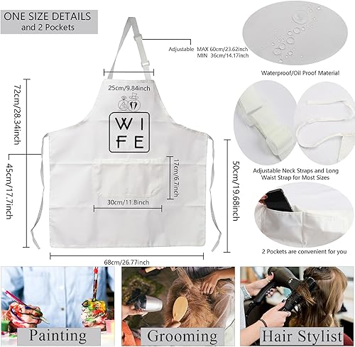 Miniatura 4 de MBMSO Juego de delantales para marido y esposa, delantal para esposa, regalo de boda para parejas, para él y ella, delantales de cocina, regalo de