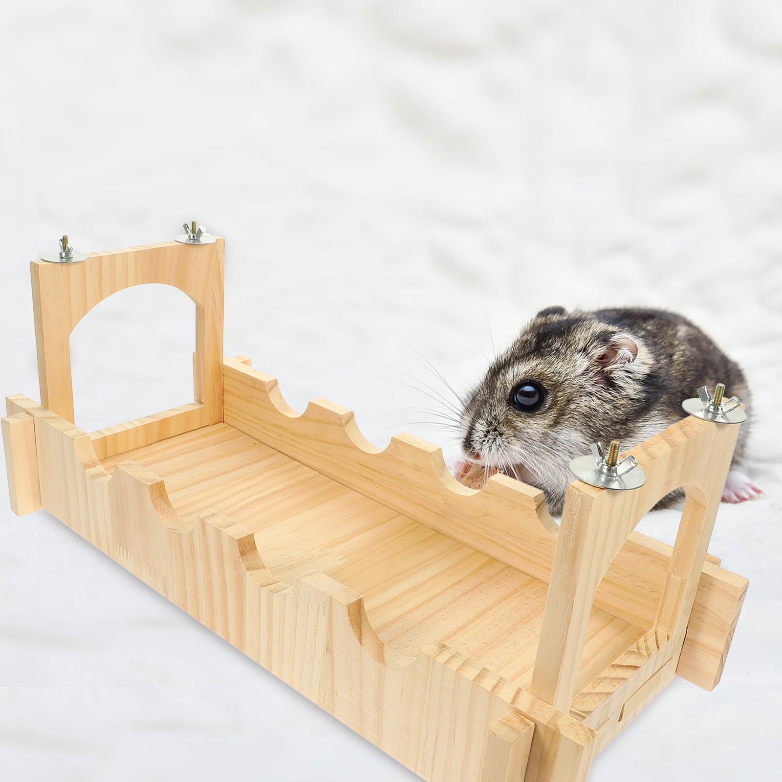 Holibanna Haustier Hängebrücke aus Holz für Meerschweinchen und Hamster mit Kletter und Laufübung im Käfig