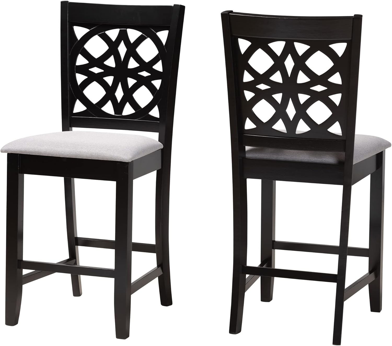 Baxton Studio Abigail Counter Stools, Set of 2, Grey/Dark Brown