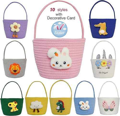 Miniatura 48 de Cesta de Pascua, cestas de Pascua para niños, cesta de Pascua para bebés con asa, cesta de huevos de conejo vacía, cestas de Pascua para niños