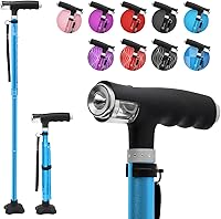 Vista 15 de Bastón para caminar BeneCane para mujeres, bastón plegable para hombres con dos luces LED, bastón cuádruple con base estable, bastón de caminar