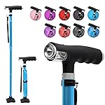 BeneCane Walking Cane for Women Folding Cane for Men with Two Led Lights Quad Cane with Stable Base Lightweight and Adjustable Walking Stick