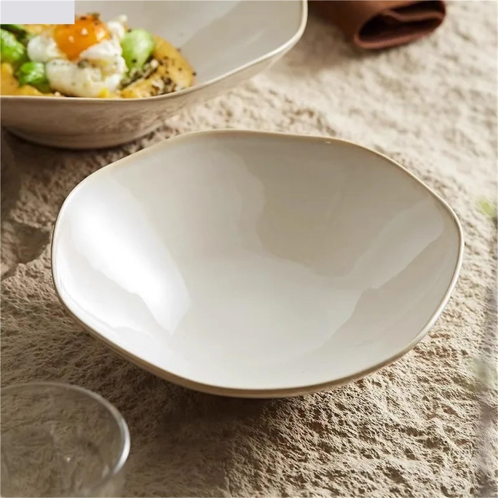 Ensaladeras Cuenco de cerámica Cuenco de Postre Irregular Cuenco de Sopa Cuencos de Espagueti Ensaladeras Cuencos hondos para Cereales, Ensalada(25.7 * 7.5cm)