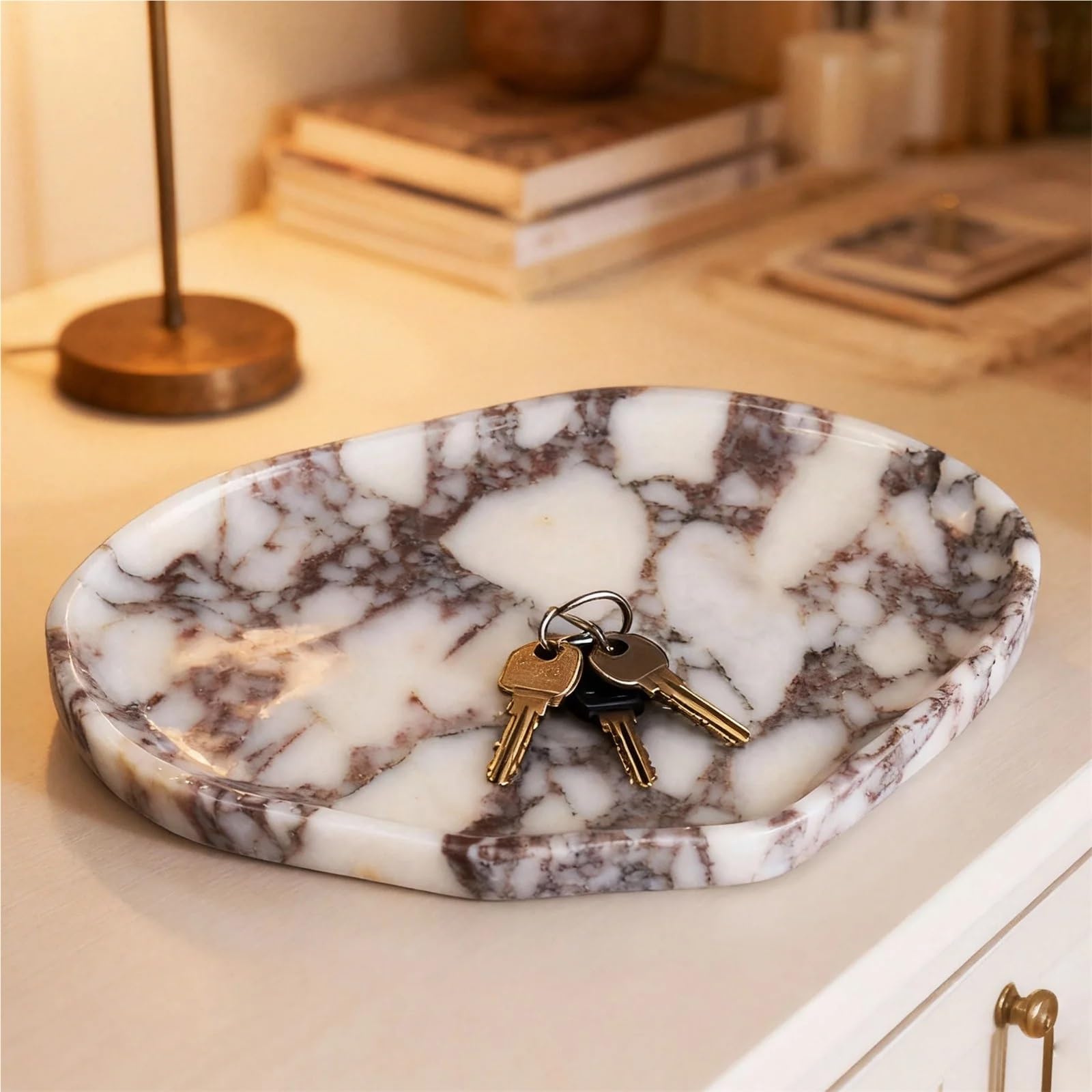 Bandeja De Perfume Bandeja Decorativa de mármol Natural, Bandeja Almacenamiento Estilo Retro, Organizador for el hogar, Dormitorio, Sala Estar