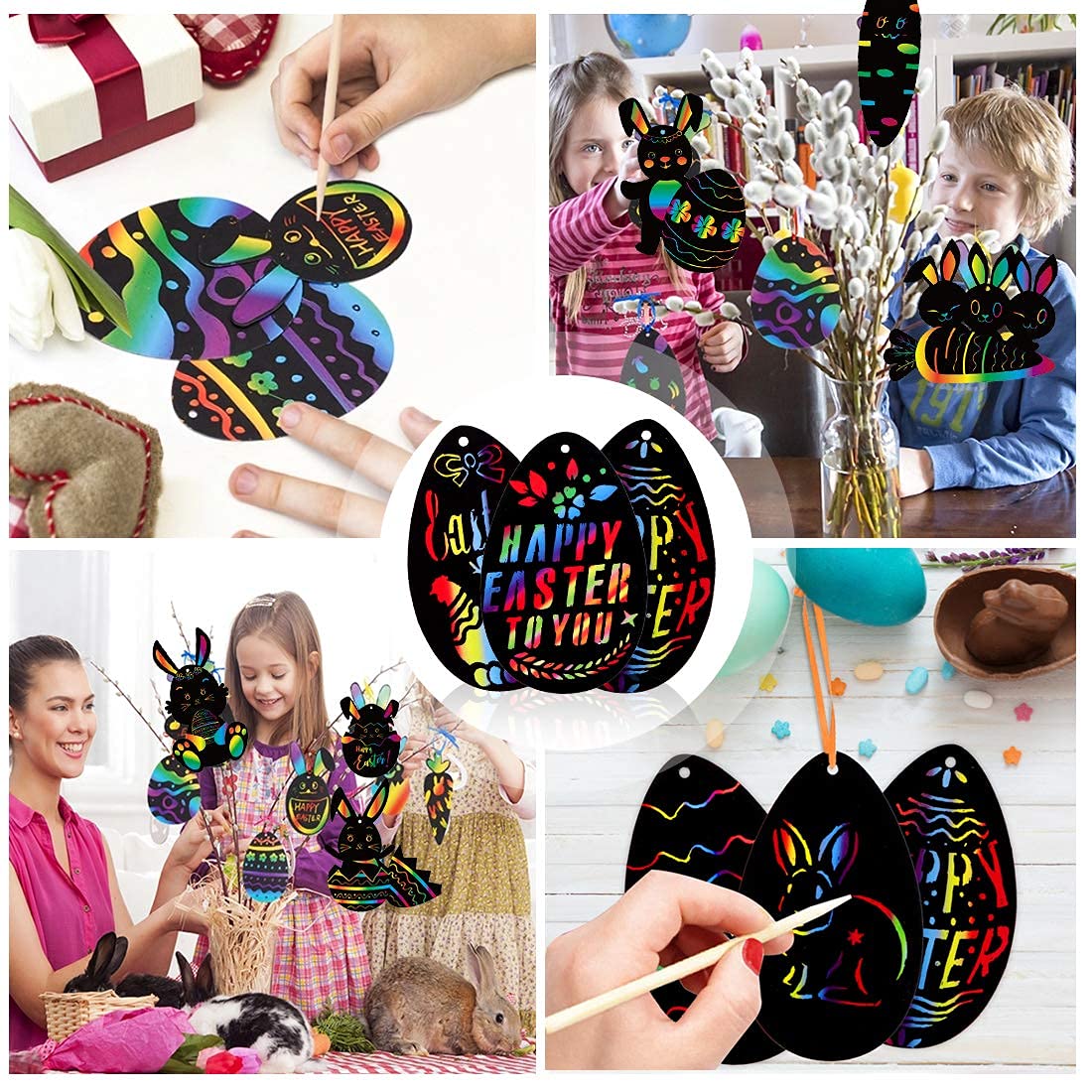 Simpeak Décorations de Pâques 16PCS Joyeuses Pâques Décorations à