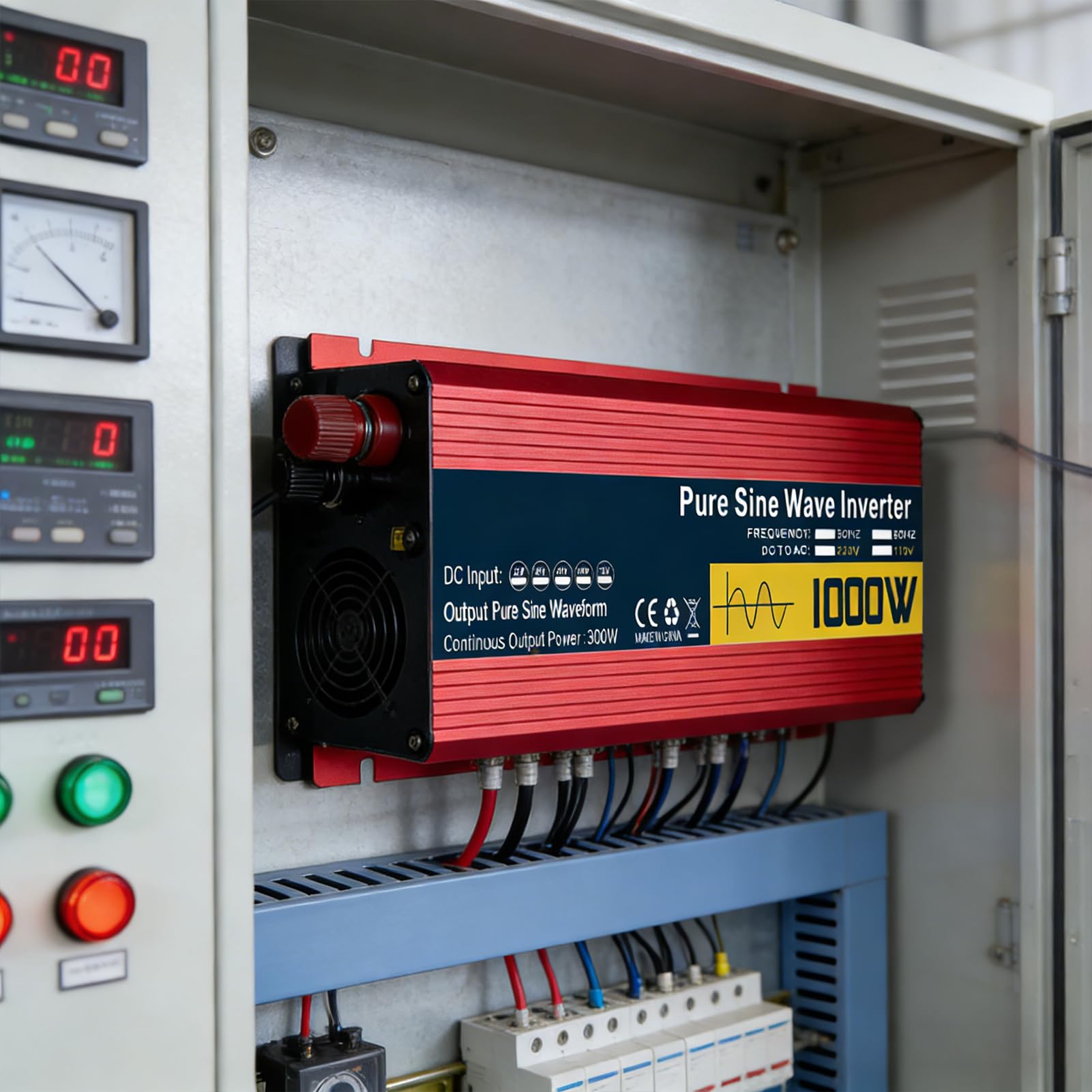 Inverter a Onda Sinusoidale Pura da 72V a 110V, 1000W CC 72V/60V/48V/24V/12V, Caricabatterie, Ingresso CC, Uscita CA, Inverter di Potenza Solare Fuori Rete 120V/230V per Camion, Casa(Size:12V to 220V)
