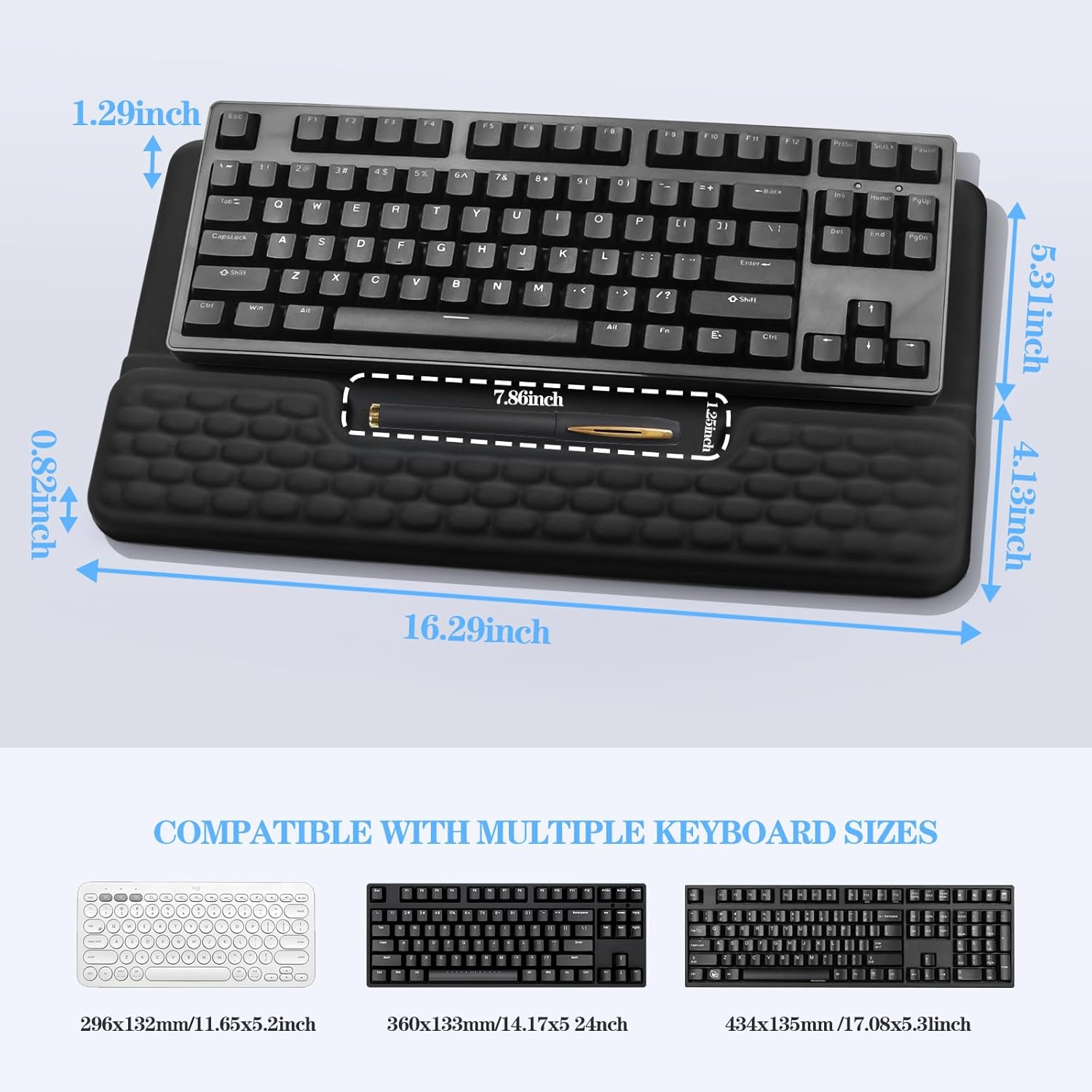 Keyboard Stand with Wrist Rest, Computer Wrist Support Pad, Ergonomic Comfy Tilted Keyboard Holder Lift Tray with Wrist Pad, Soft Memory Foam Desk Cushion for Office Home (Black) - Image 7