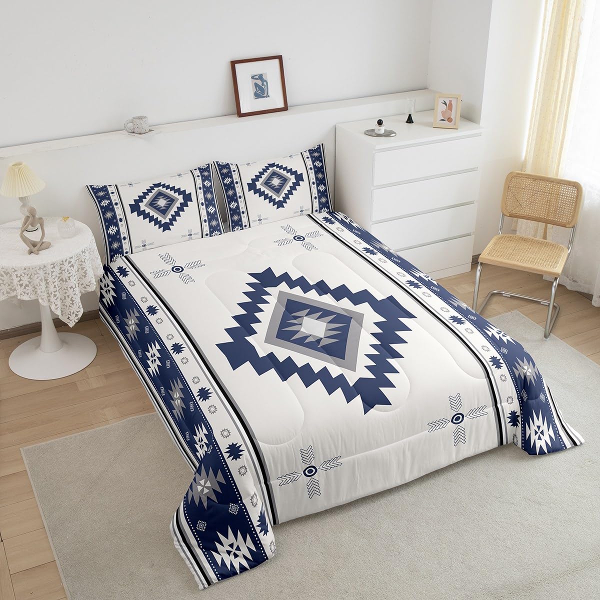 Erosebridal Bettwäsche-Set für Jungen, Western-Azteken-Bettwäsche-Set, Tribal-Südwestliches geometrisches Bettdecken-Set für Teenager, Erwachsene, Schlafzimmer, exotische Boho-Daunendecke, indische