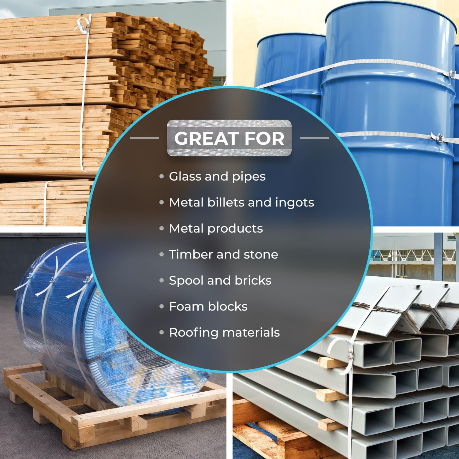 IDL Packaging Refill for 3/4" Woven Cord Strapping Kits for Packaging Strapping - 3/4" x 1640' HDS Woven Cord Strapping Roll of 6" x 3" Core Size and 500 of 3/4" Phosphate Buckles