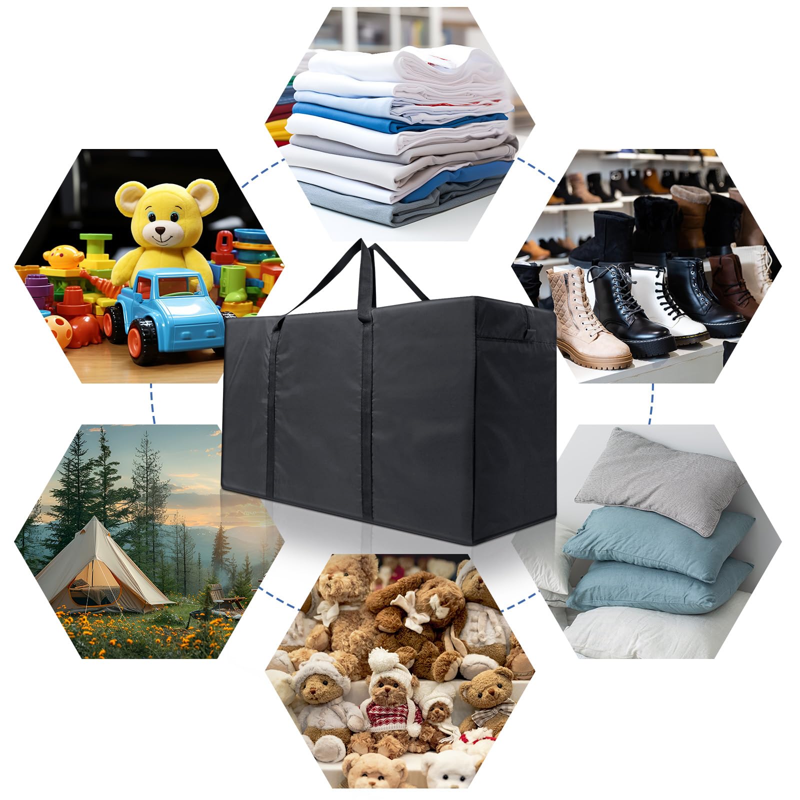 Cozary 180L Borsa di Stoccaggio, 600D Oxford Borsa per Cuscini da Giardino con Maniglia, per Biancheria da Letto Materassi Coperte Trapunte e Cuscini - 100x55x33 CM, Nero