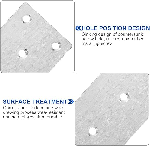 Miniatura 4 de 22 placas de reparación para madera de acero inoxidable, placa plana de reparación de 2 x 4 pulgadas, soportes de metal para placa de metal de