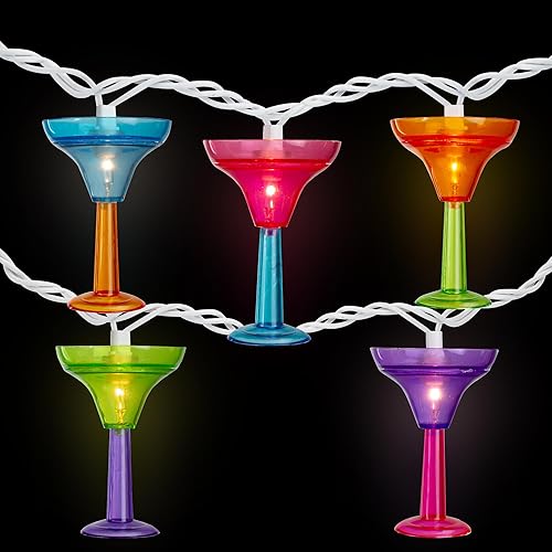Miniatura 3 de Juego de 10 luces de cristal Margarita de colores vibrantes para verano, exteriores, patio, Navidad, 7.5 pies, alambre blanco
