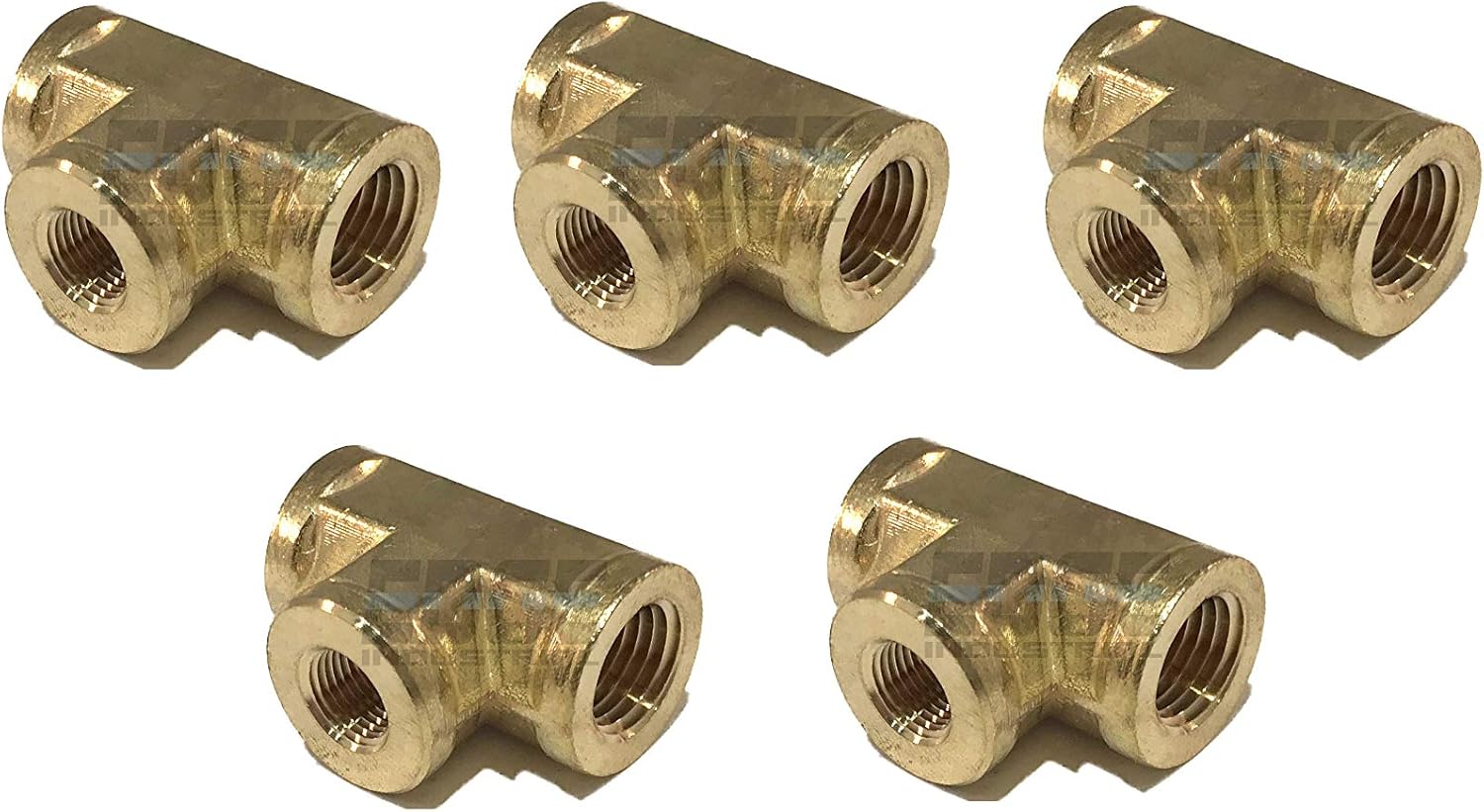 Forged Brass REDUCING TEE 1/4 X 1/4 X 1/8 Female NPT FNPT Fuel / AIR/ Water / Oil/ Gas WOG (Qty 05)