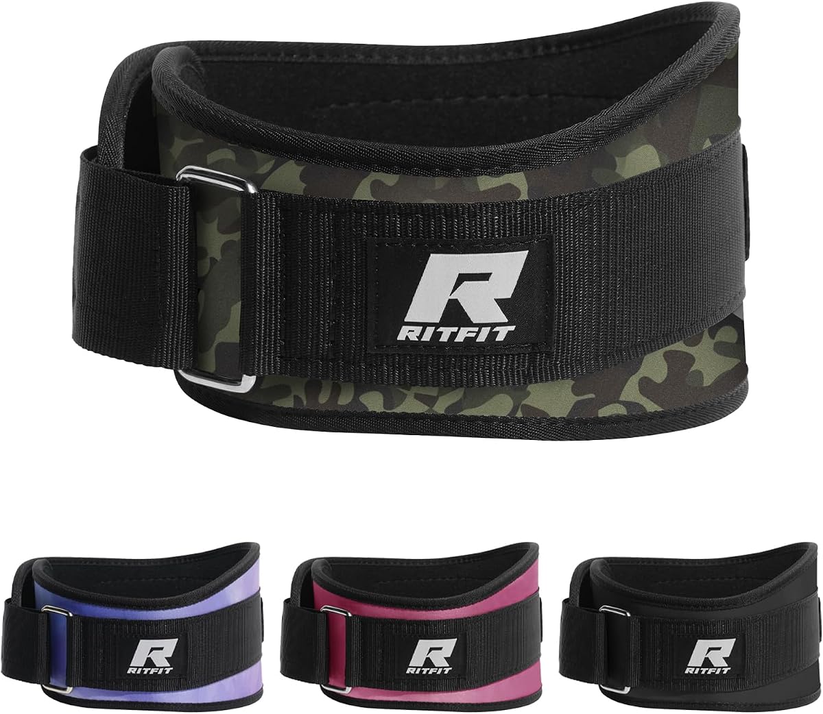 RitFit Cinturón de levantamiento de pesas de 6 pulgadas para sentadillas, entrenamiento de fuerza y peso muerto | Soporte lumbar acolchado, cinturón de gimnasio autoblocante para hombres y mujeres, sentadillas, estocadas, peso muerto, propulsores