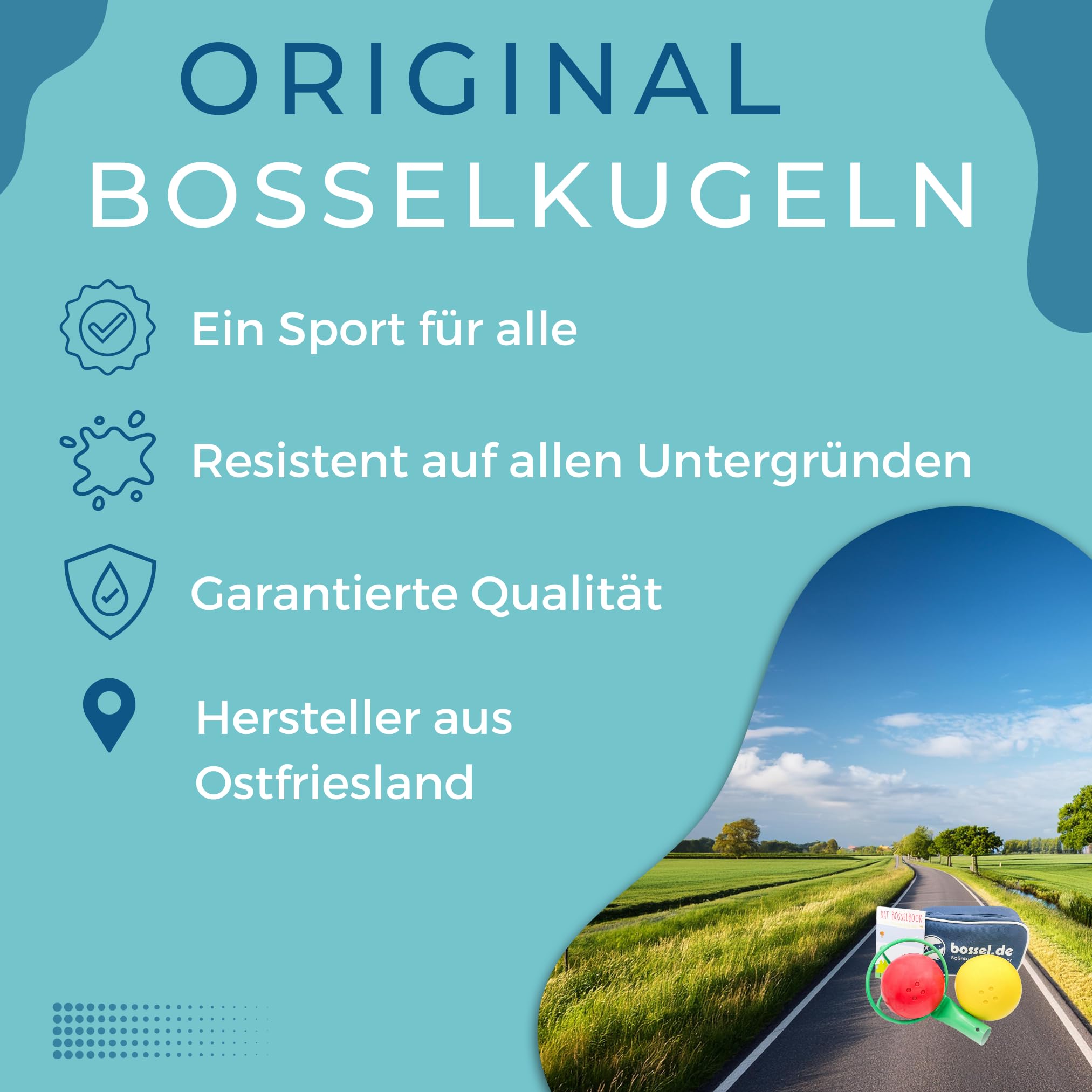 Carls Boßelset Boßelkugeln 2 Stück, Kraber und Tasche (gelb/rot)