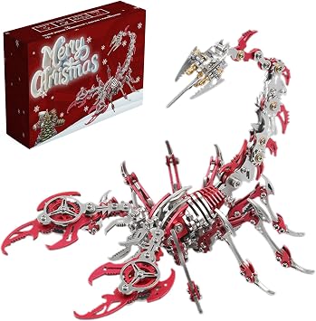 Metalkitor Scorpion 3D Metal Puzzles Kits for Adults 454 Pcs Mechanical Assembly Models 4 Hours to Build Ideal Gifts and Desk DecorationsRed