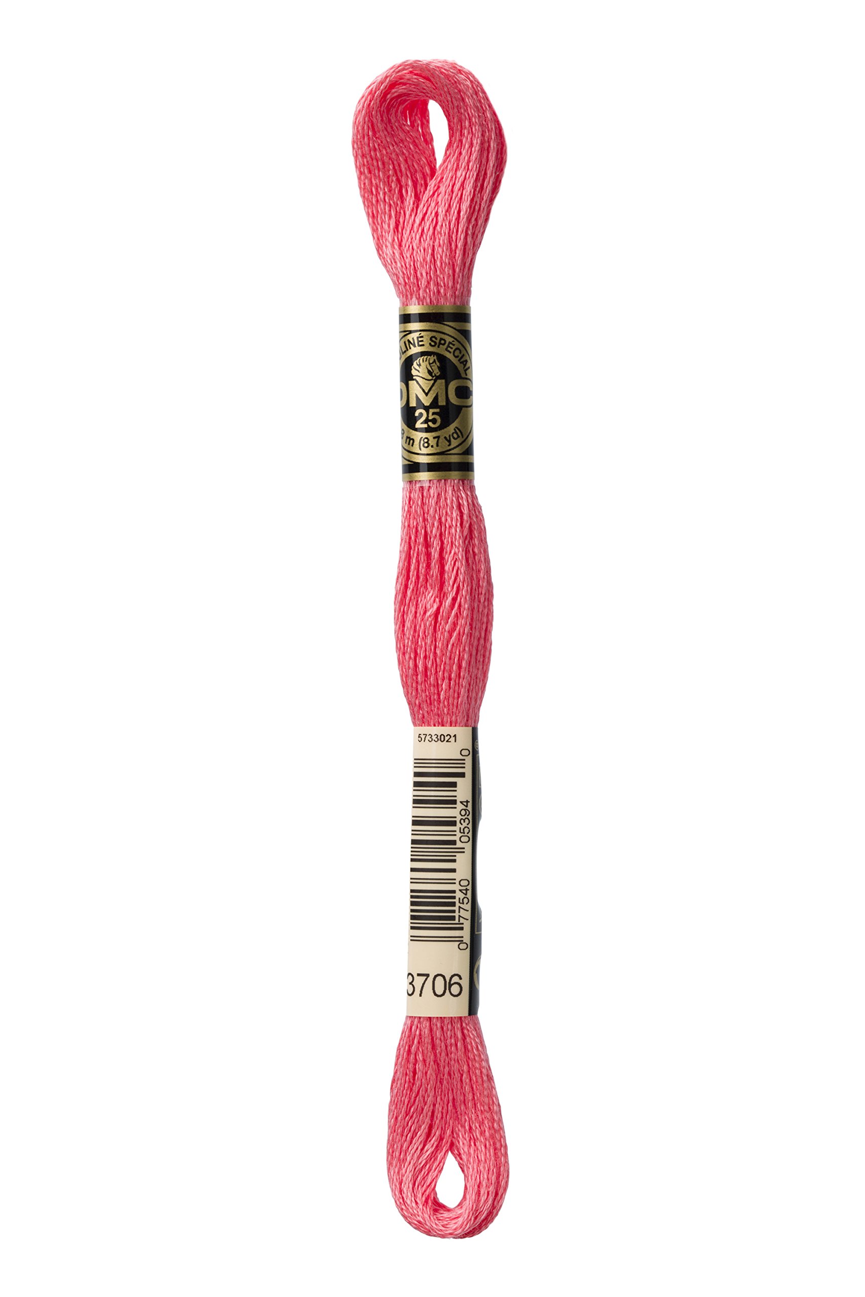 DMC 117MC-3706 Embroidery Floss, Cotton, 3706 Pink, 8 Metres