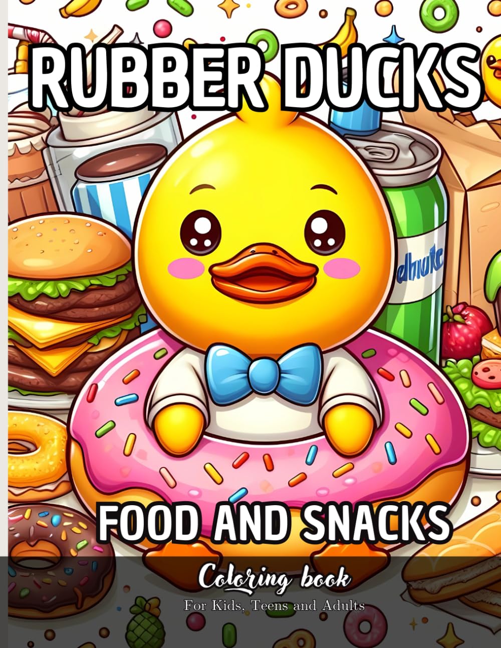 Rubber Ducks Food and Snacks Coloring Book for Kids, Teens and Adults: 56 Simple Images to Stress Relief and Relaxing Coloring (Quacky Creations: Rubber Duck Coloring Books)