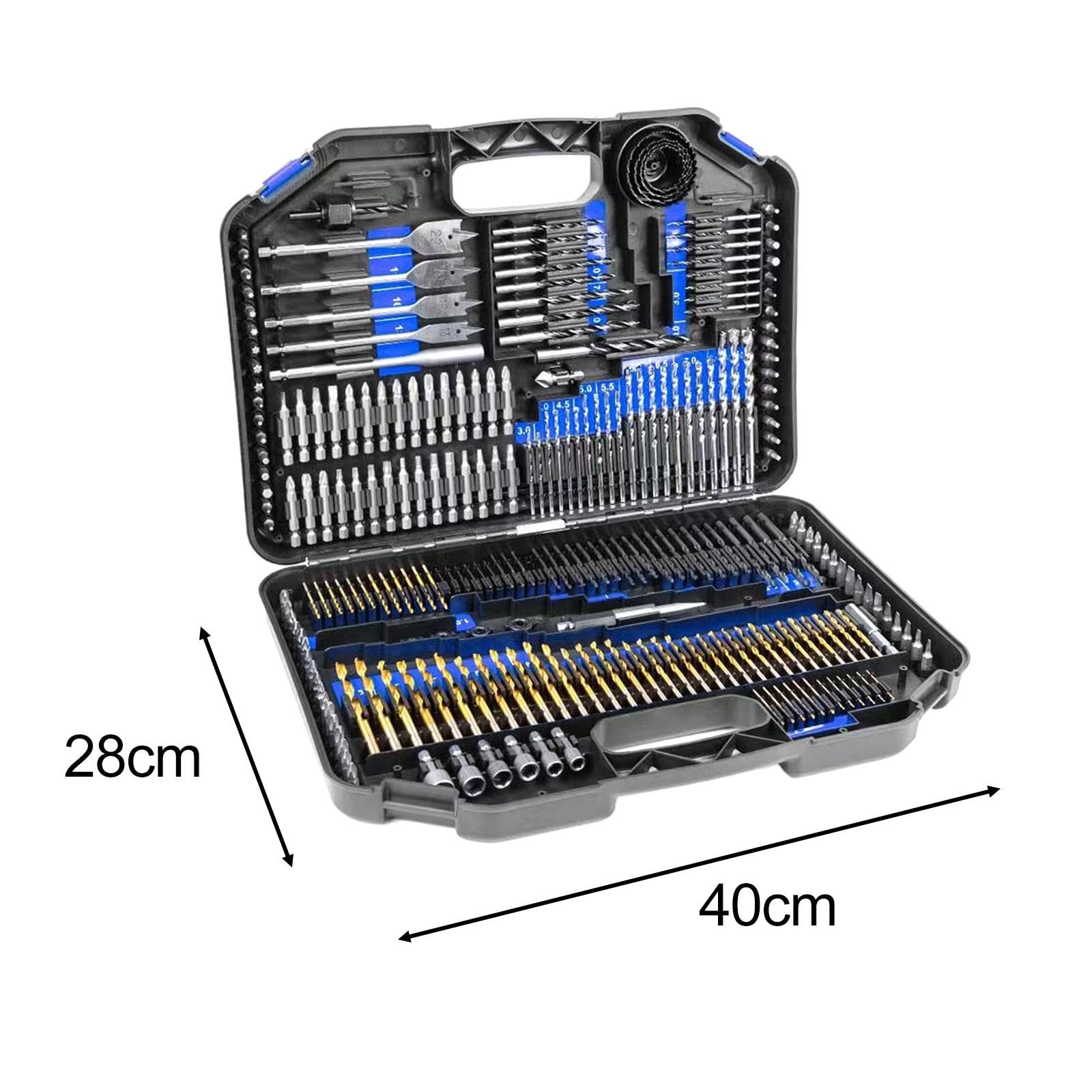 246 Piezas Juego de Brocas Taladro Juego de Brocas Acero Rápido Juego Brocas para Madera Y Metal con Estuche Transporte Adecuado para Bricolaje, Etiqueta azul