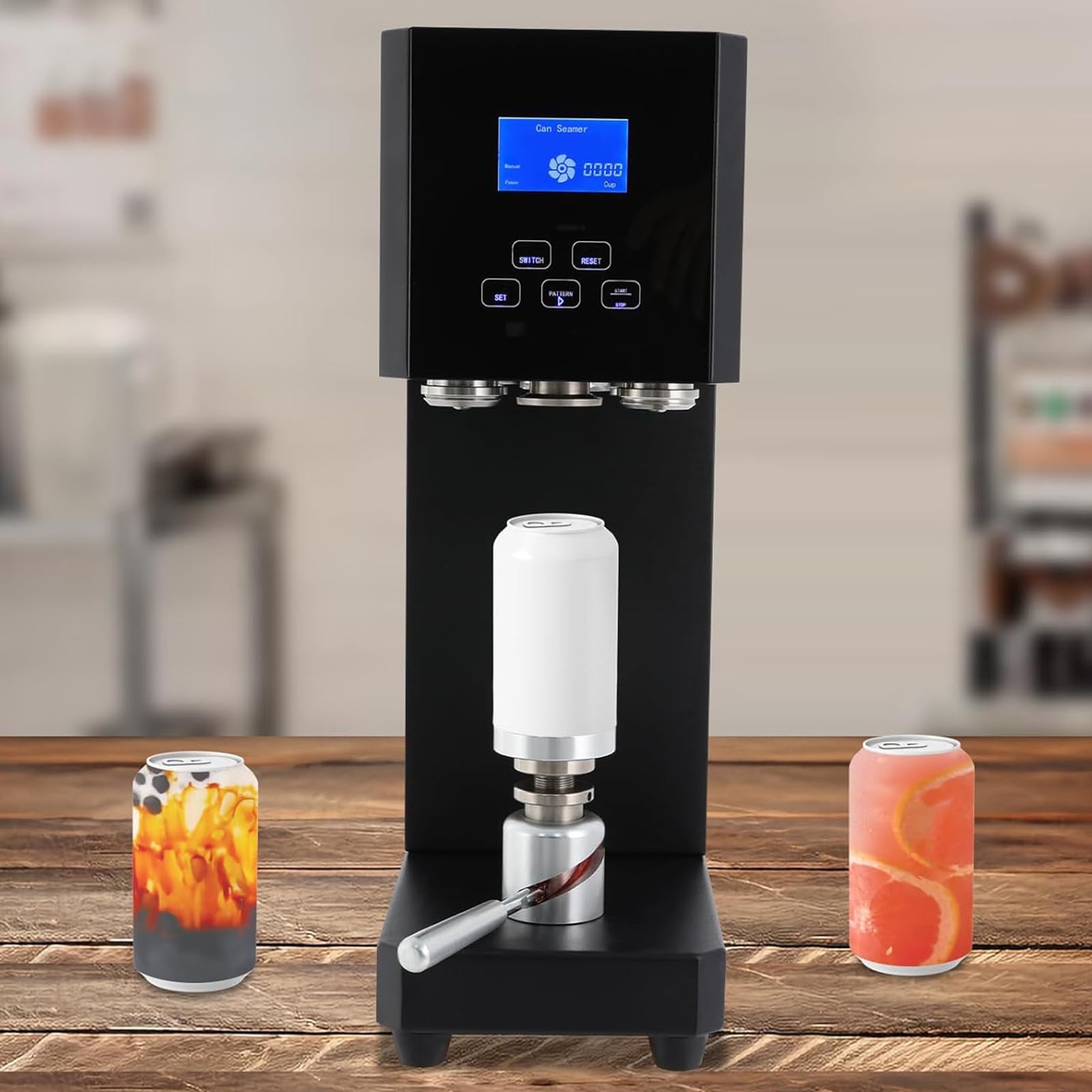 Can Sealer Machine Aluminum Cans Sealing Machine Automatic 370W Electric Can Sealer Machine, Commercial Drink Sealing Machine (Black 220V)