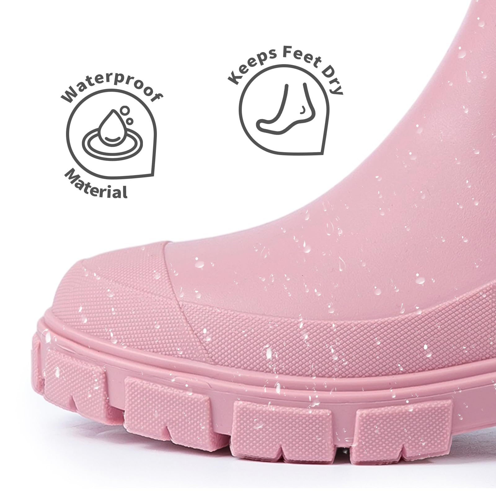 DRECAGE Femmes Bottes de Pluie Courtes Impermeable Caoutchouc Botte Antidérapant Légères Chelsea Bottines Confortables Jardinage Chaussures