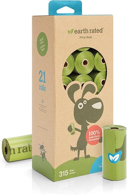 Earth Rated 0870856100090 Woreczki na Odchody, 23 x 33 cm(315 sztuk), Zielony