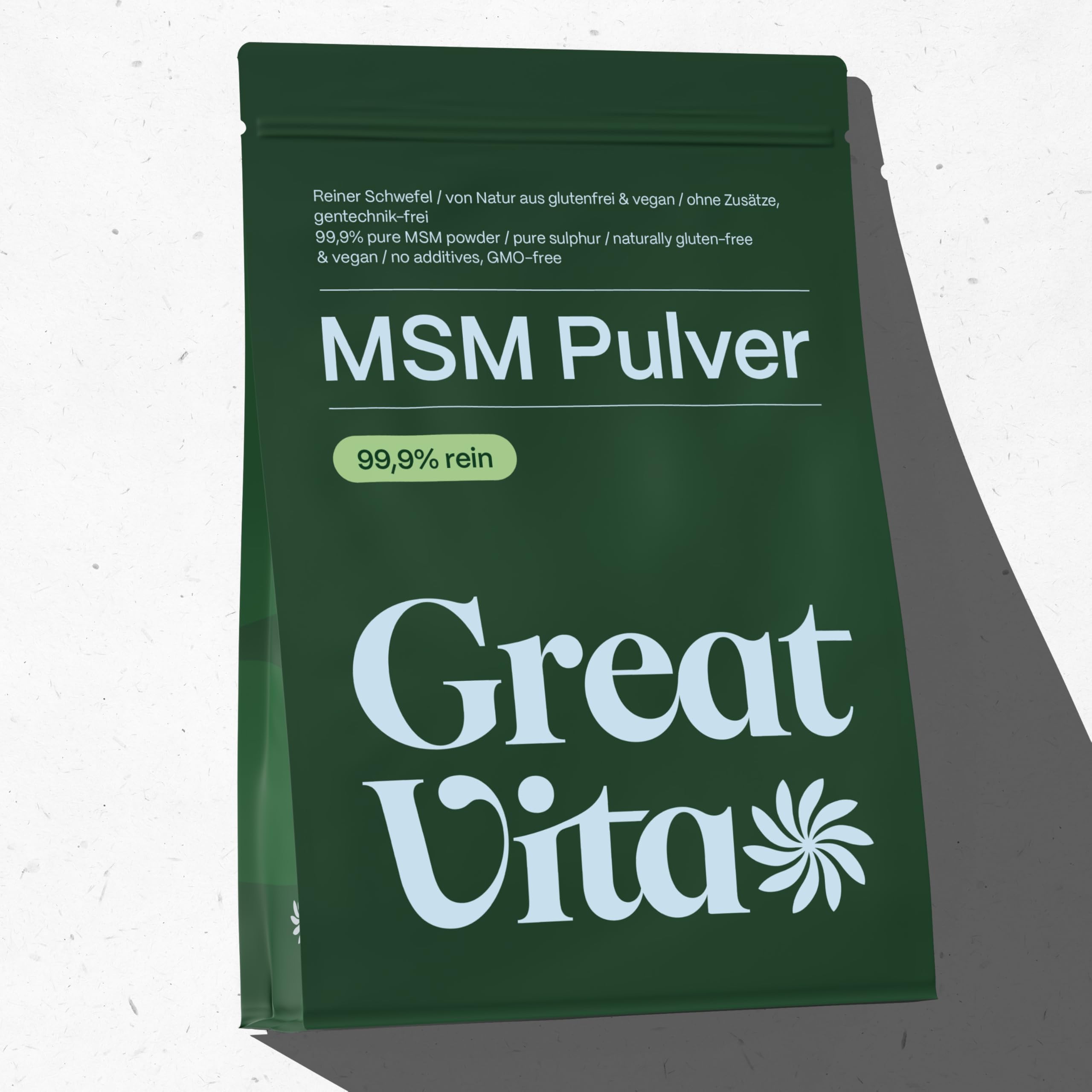 Poudre GreatVita MSM pure à 99,9%, méthylsulfonylméthane, 1000 g