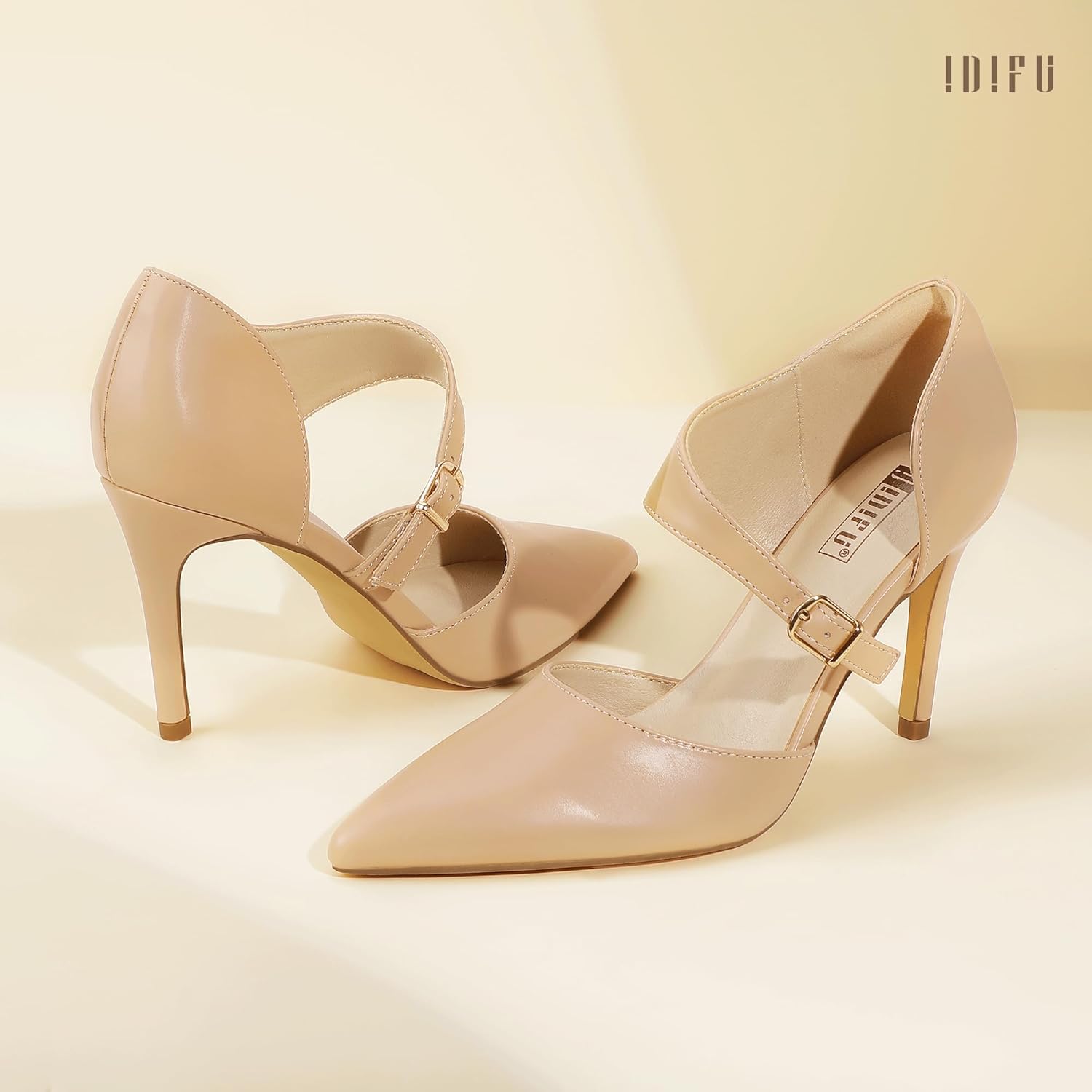 IDIFU Women's High Stiletto Heels Pumps Pointed Toe Heels Closed Toe Pumps with Elegant Metal Buckle Comfortable Office Wedding Dressy Shoes - Image 7