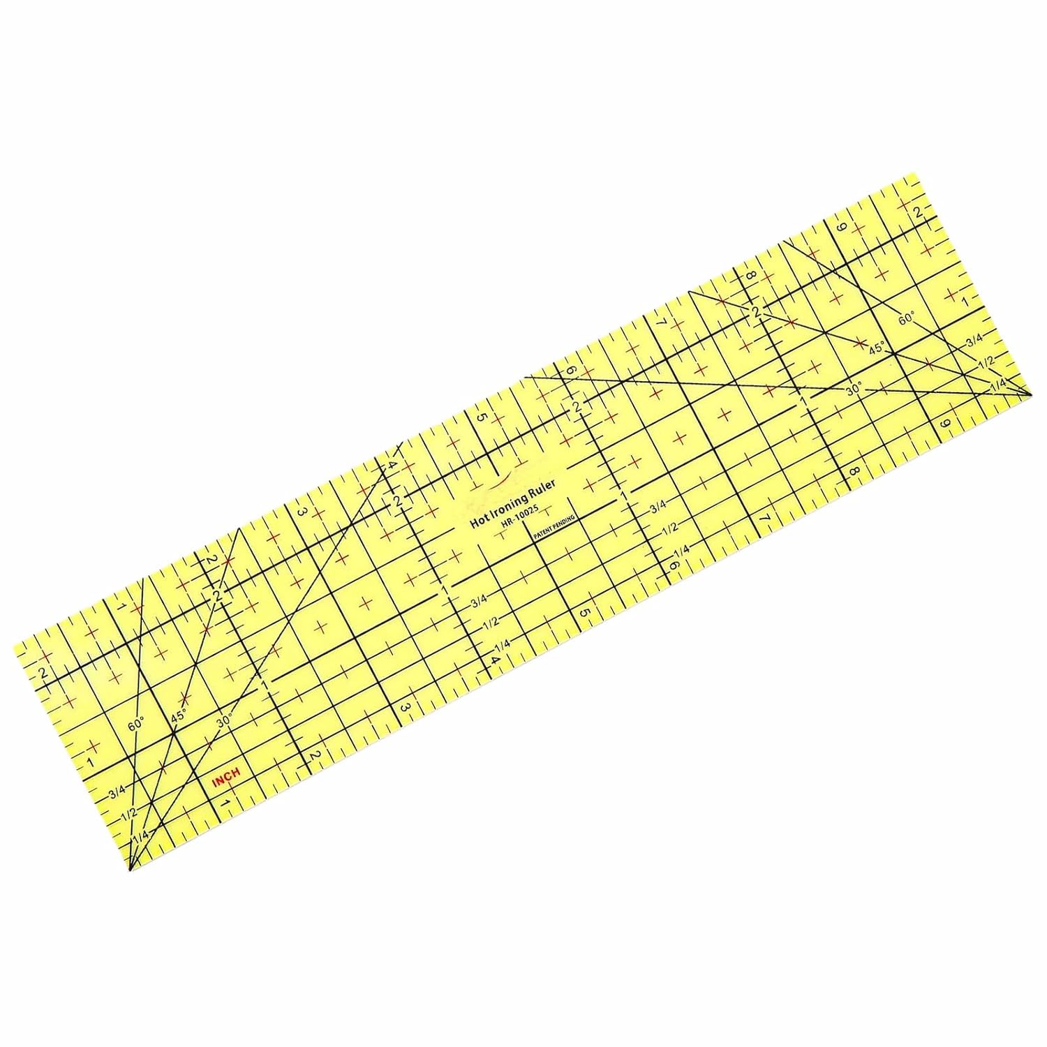 10x2.5 Inch Heat Resistant Ironing Ruler, High-Temp Sewing Ruler (428°F-536°F), Dual CM/Inch Scale, Transparent Plastic for Fabric Measuring & Pressing (Yellow)