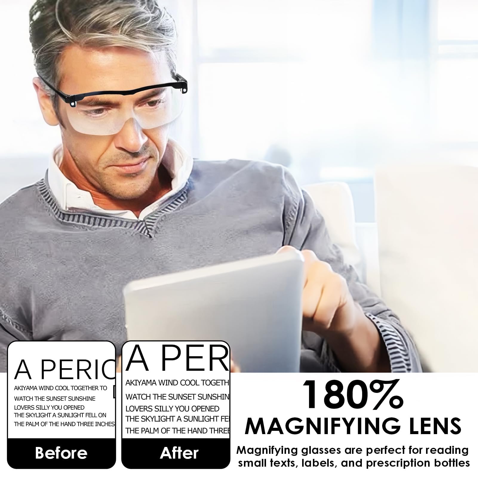 180% Magnifying Glasses for Hobbies Reading Wearable Glasses with 2 LED Lights 1.8X Magnify Sight Spectacles for Hobbies Elderly Close Work Reading Jewellers Repairing - Image 3