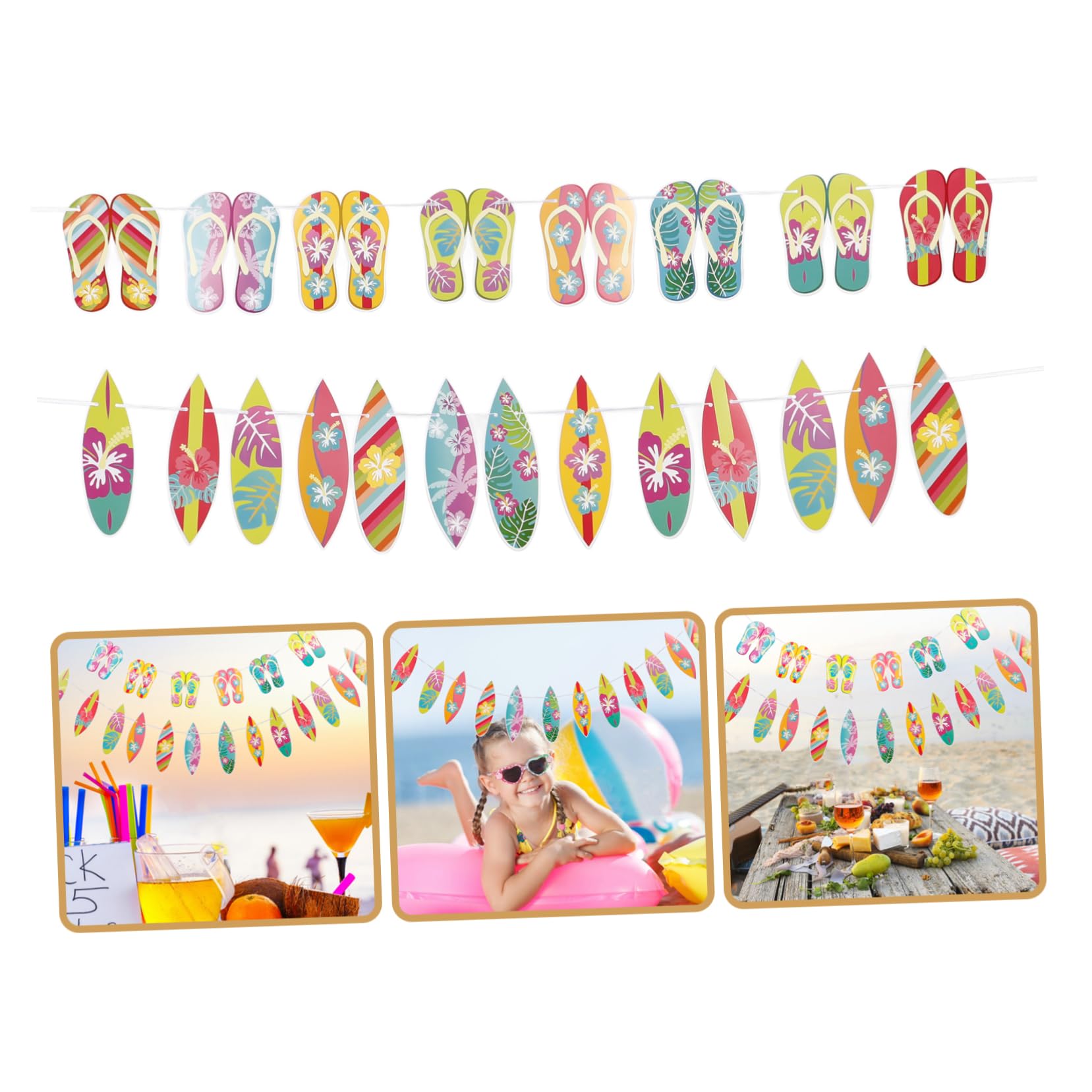 Amosfun 10 Stück Hawaiianische Deko Flaggen Für Sommerpartys Sommerbanner Hausschuhe Ausschnitte Banner Flips Flop Türschilder Hintergrund Für Partys Hawaii Partydekorationen