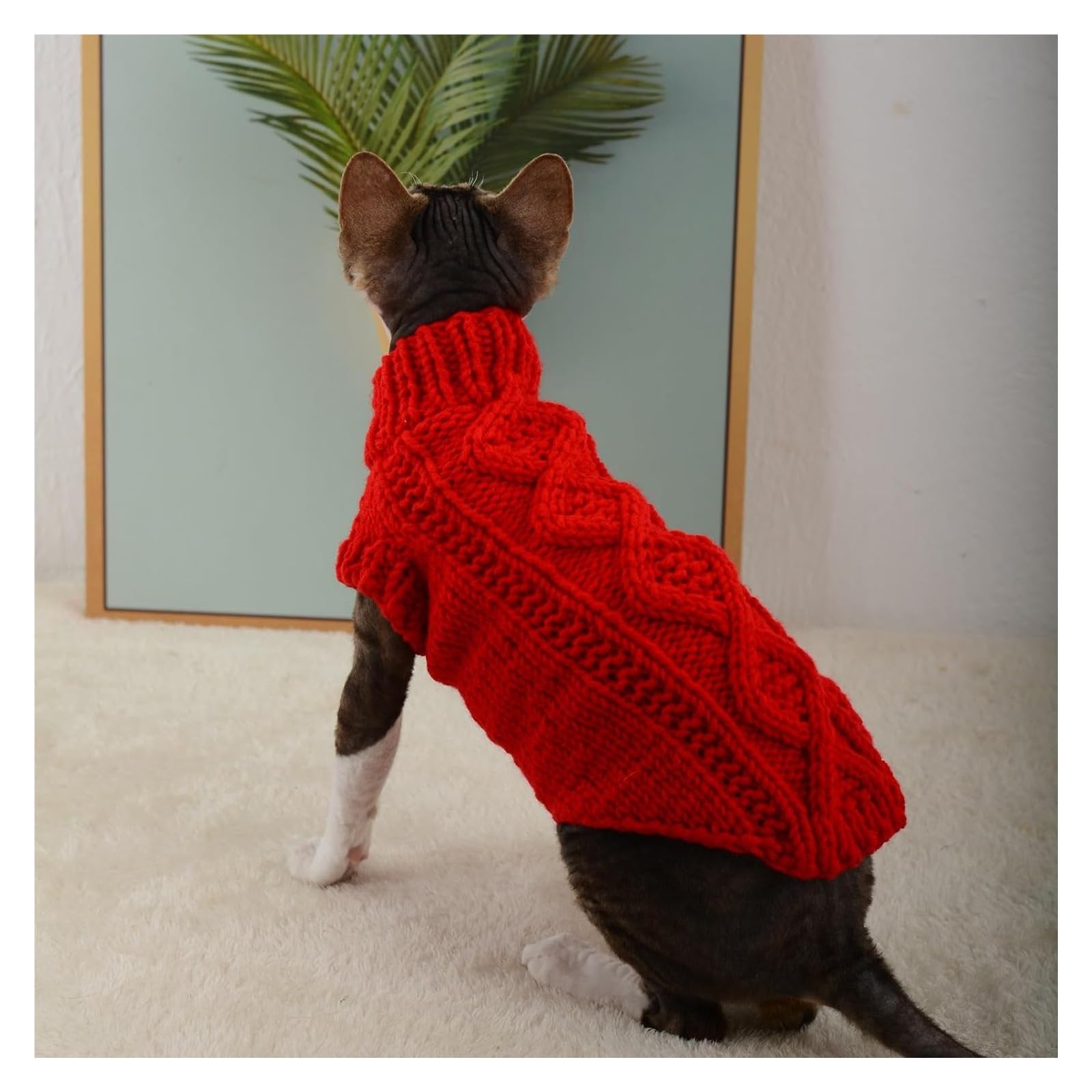 SUNFURA Sticky Hair Katzenpullover - Weicher Fleecepullover Für Katzen, 4-Bein-Design, Perfekt Für Sphynx & Haarlose Katzen Im Winter