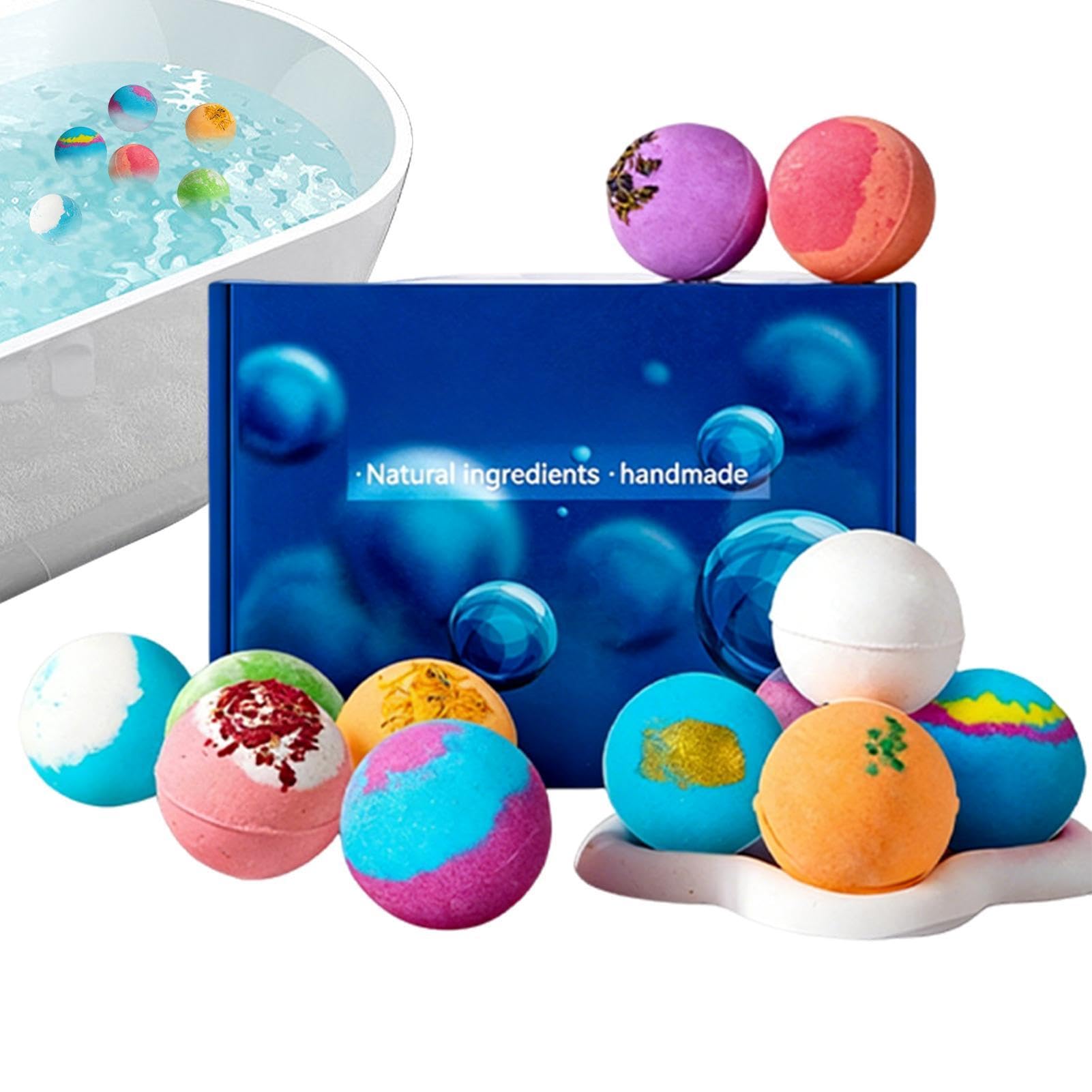 Kule kąpielowe 12 Sztuk Mydła z Suszonymi Kwiatami o Długotrwałym Zapachu | Ręcznie Robione Bąbelkowe Kule Kąpielowe na Święta, Urodziny, Lato, Spa, Relaks, Samoopiekę, Prezent do