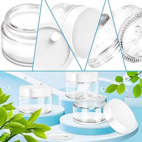 Miniatura 68 de MotBach Paquete de 3 tarros de vidrio de 16 onzas con tapas, recipientes redondos de vidrio transparente de 16.2 fl oz, tarros de maquillaje, tarro