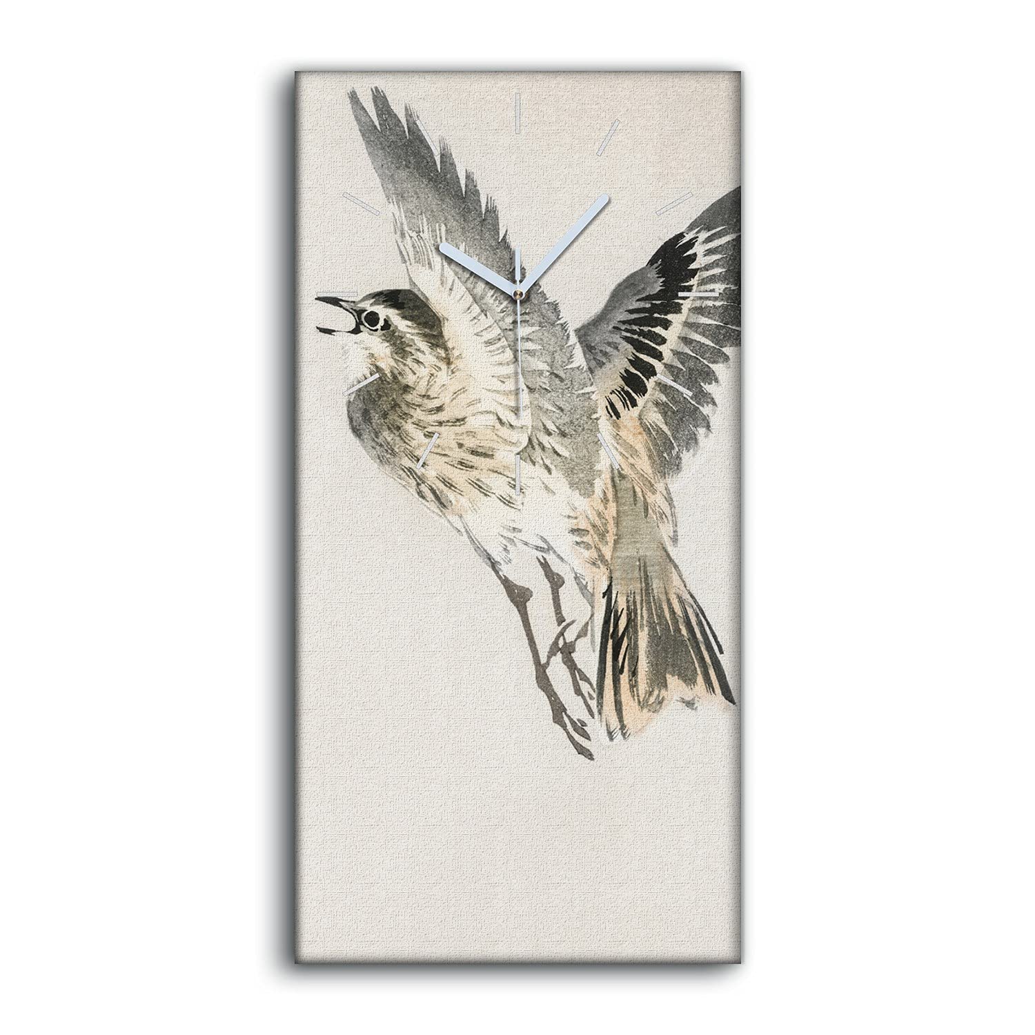Horloge sur toile oiseau asiatique 30x60cm pour salon et chambre